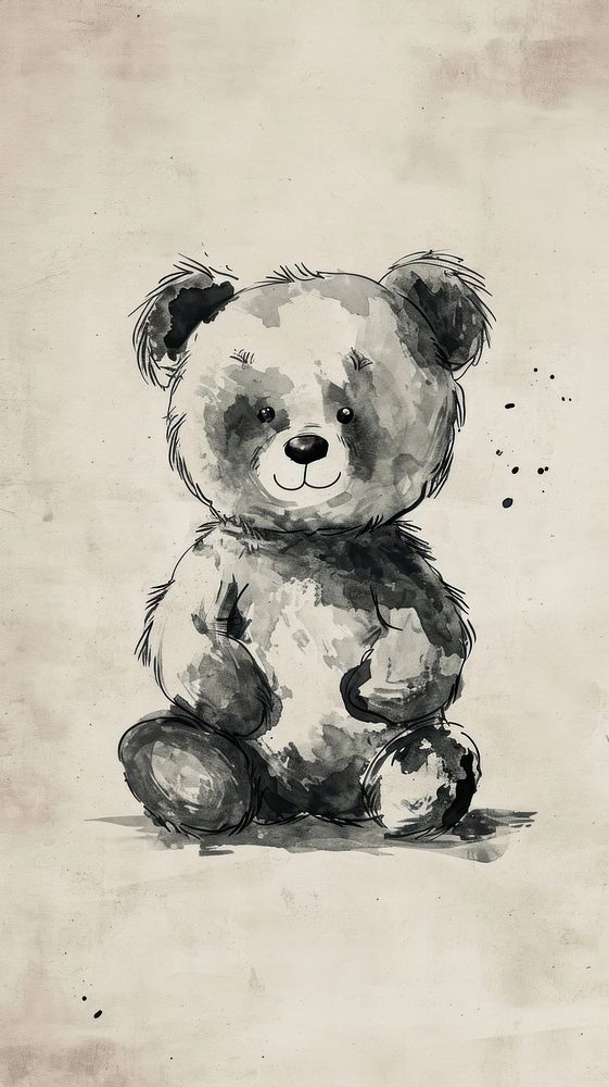 Teddy bear painting drawing sketch.