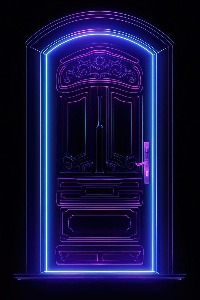 Illustration door Neon rim light neon purple line.