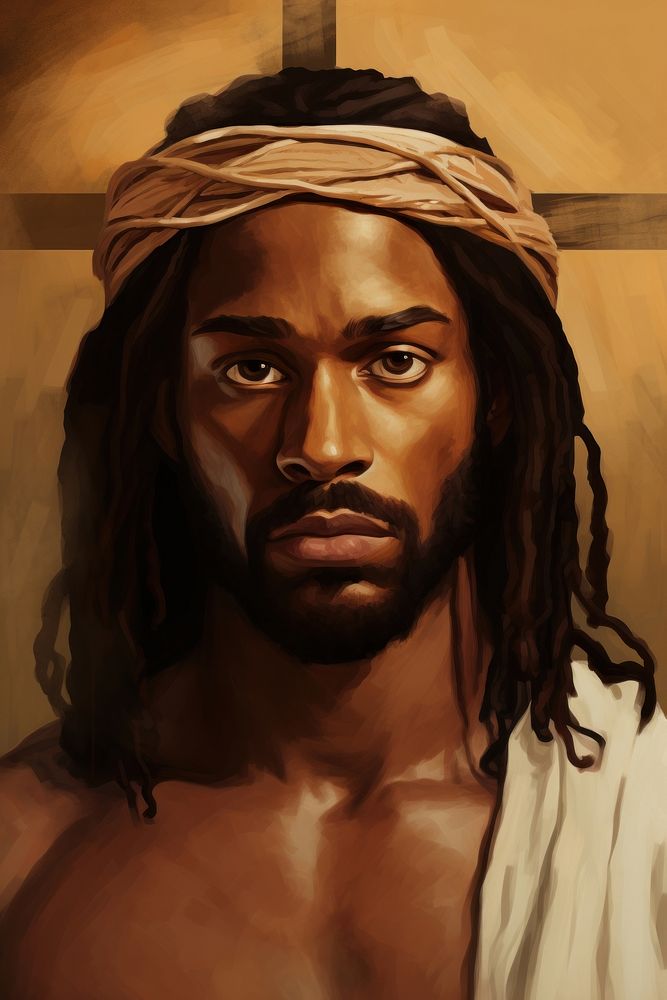 Illustration of African jesus painting art portrait.