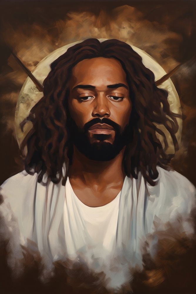 Illustration of black jesus painting art portrait.