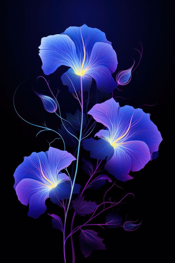 Illustration morning glory rim light purple flower plant.