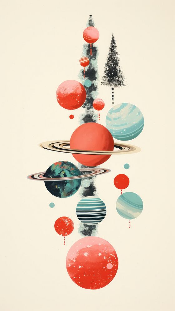 Dreamy Retro Collages of christmas astronomy space art.