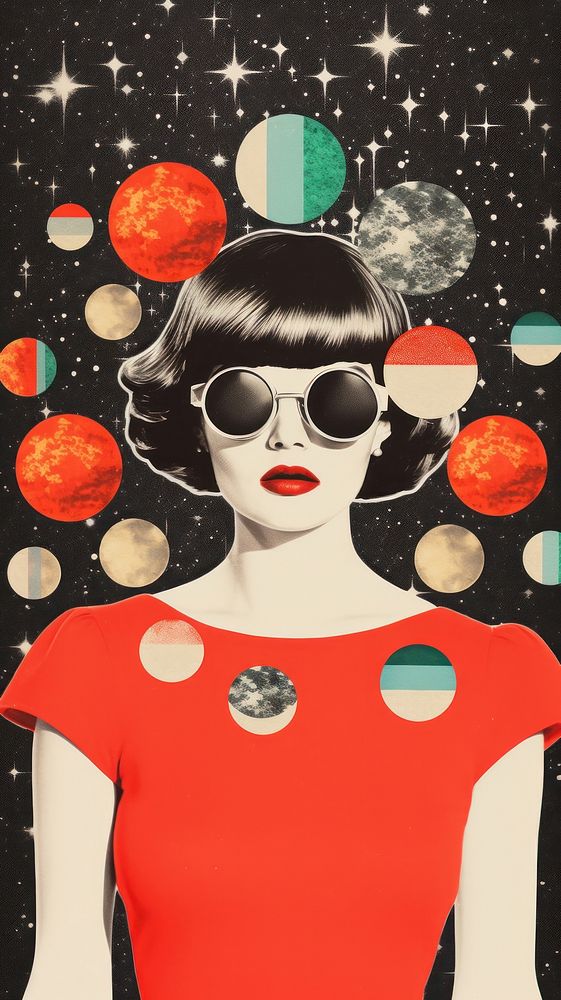 Dreamy Retro Collages of christmas art sunglasses astronomy.