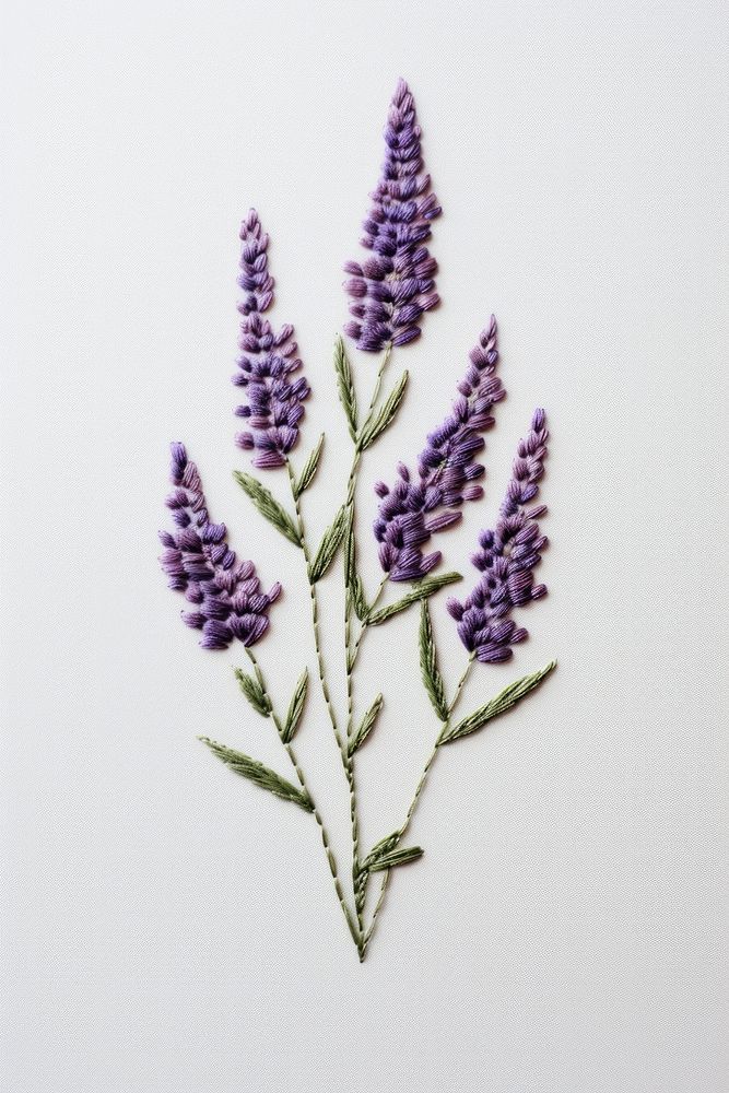 A lavender in embroidery style blossom pattern flower.