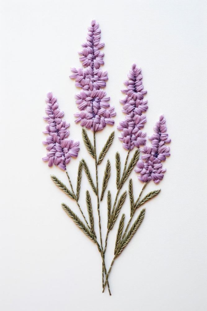 Lavender in embroidery style blossom flower purple.