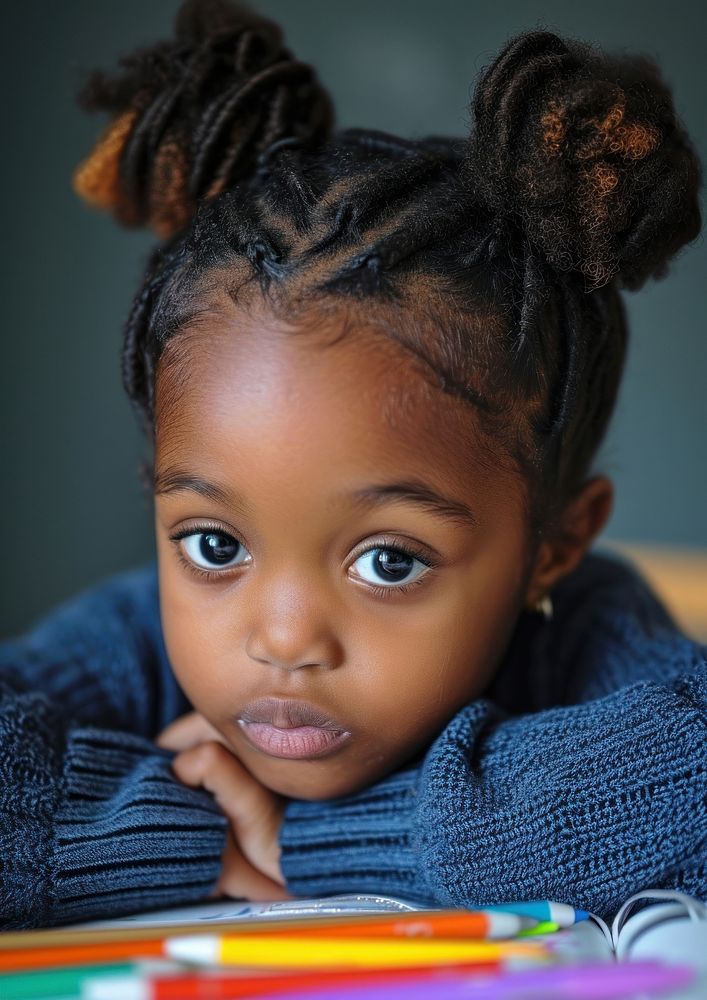 Cute little african american girl portrait child photo.