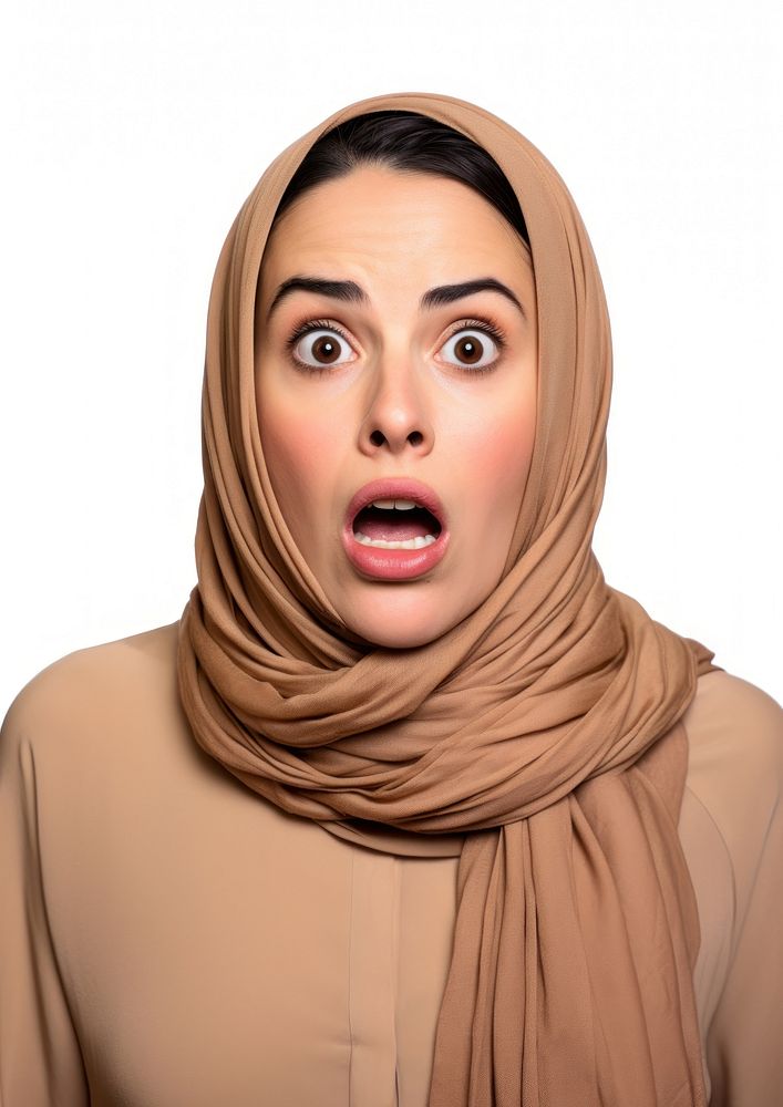 A surprised iranian woman photography portrait scarf.