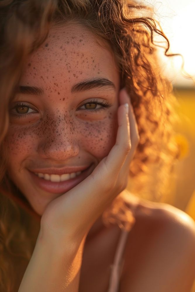 Latina Brazilian girl smile skin freckle.