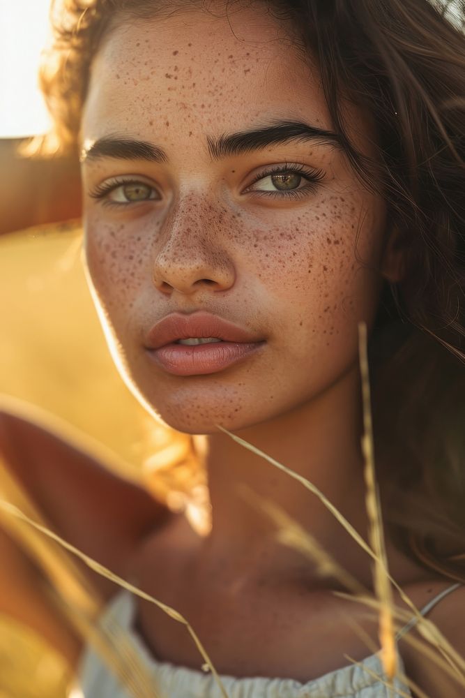 Latina Brazilian girl skin freckle nature.