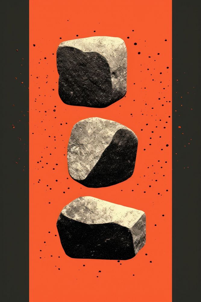 Silkscreen illustration of nugget rock art geology.
