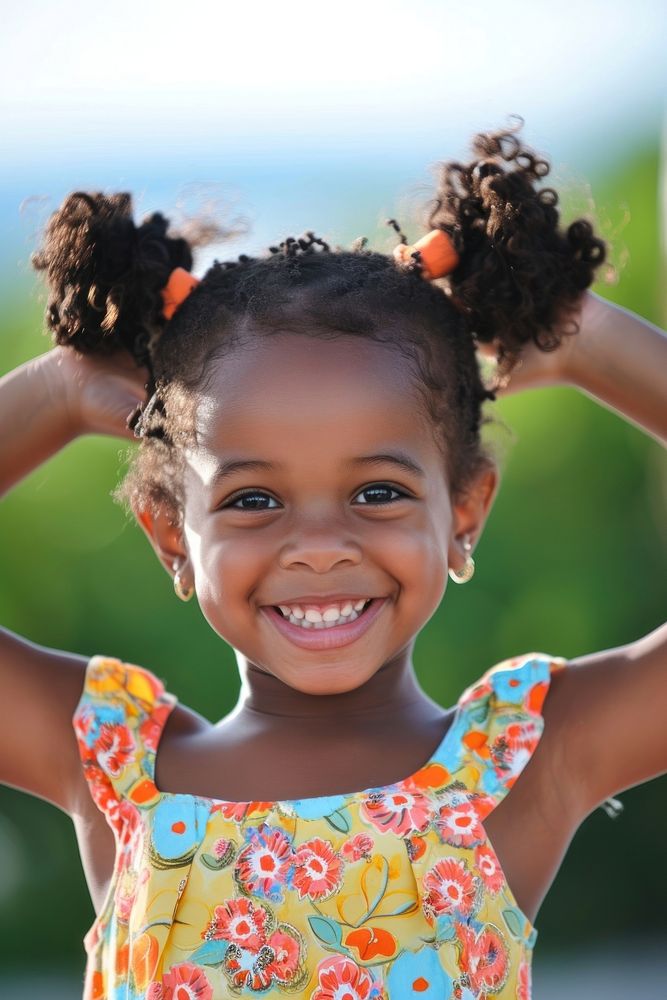 Smiling cute little african american girl portrait smiling smile.