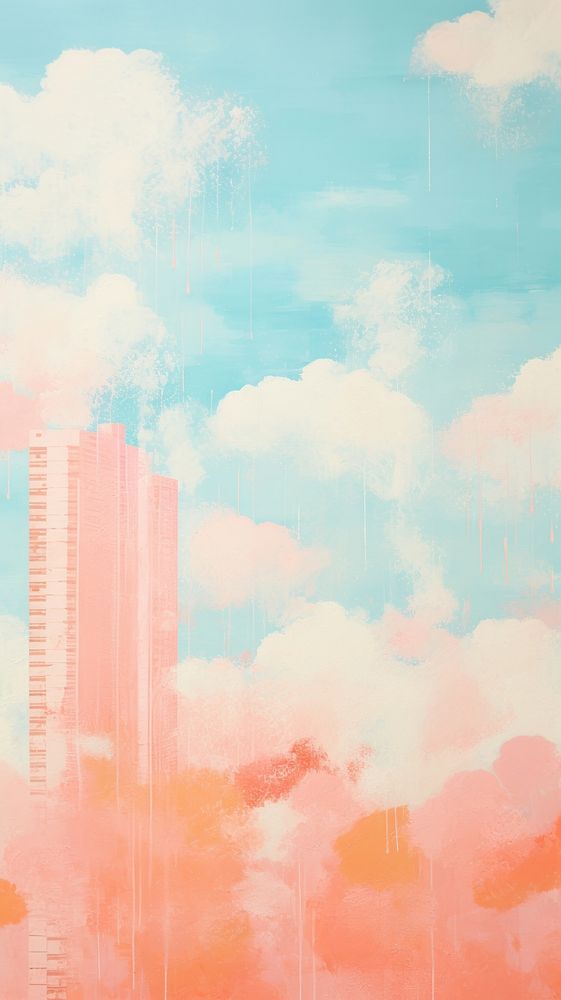 High rise building painting abstract outdoors.