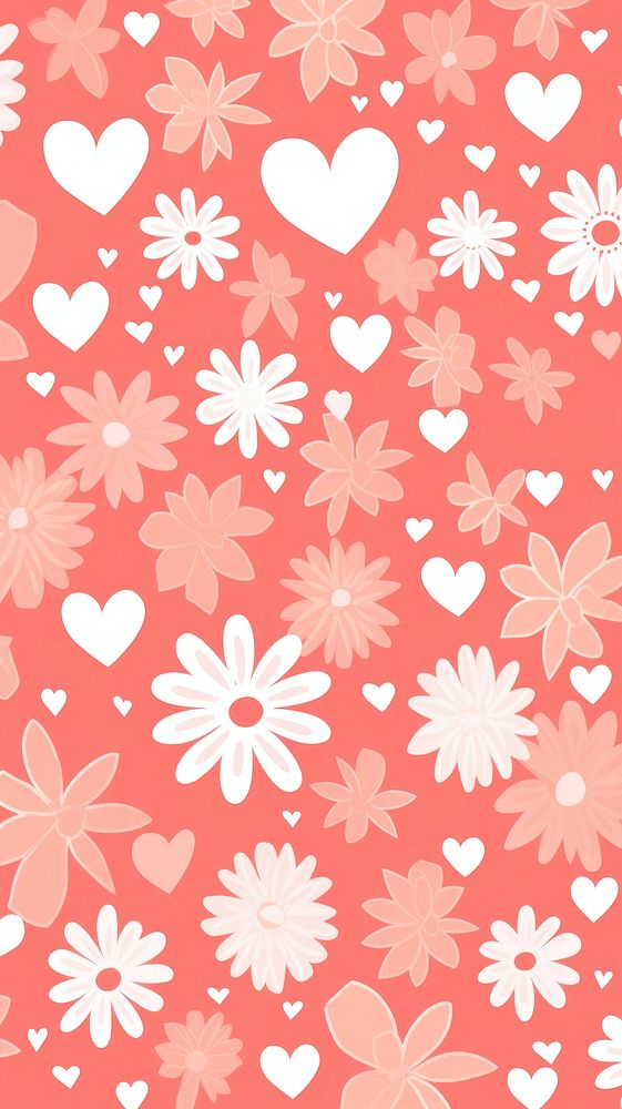 Flowers and hearts abstract pattern backgrounds.