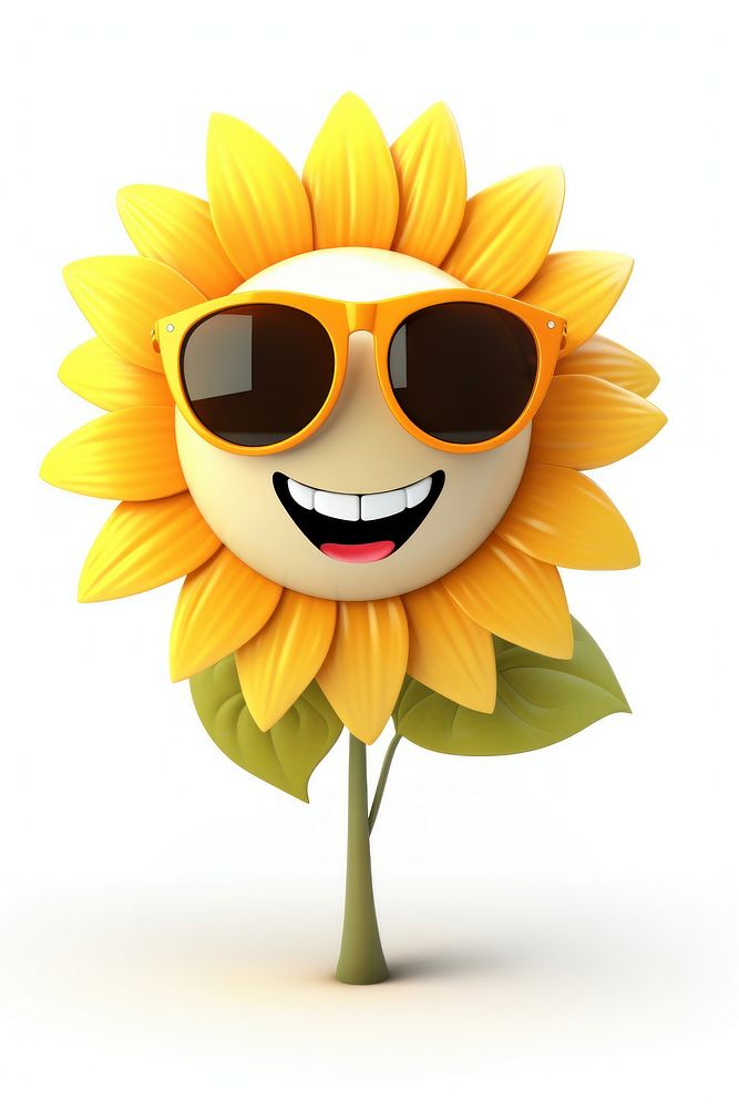 Sunflower sunglasses outdoors smiling.