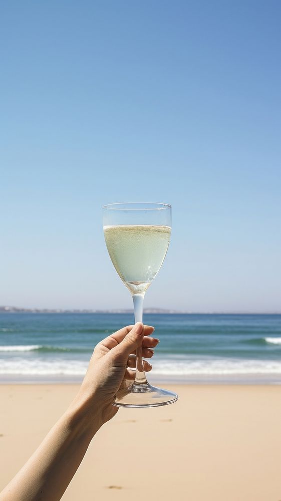 Beach cocktail glass outdoors.