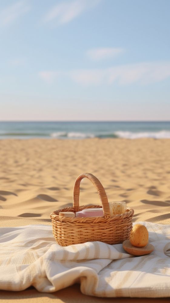 Beach summer basket picnic.