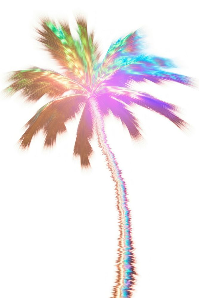 A holography palm tree fireworks white background illuminated.