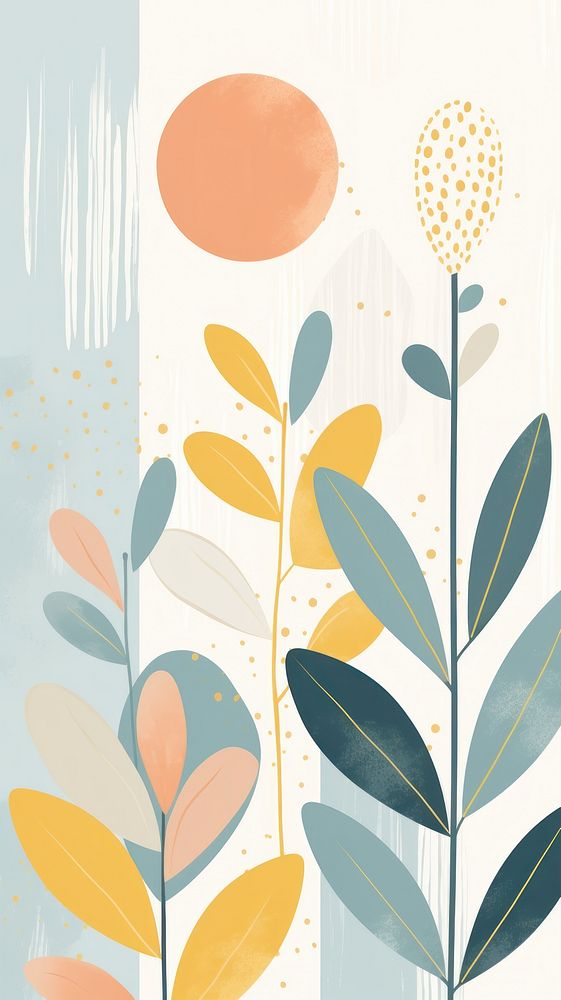 Abstract bohemien botanical backgrounds painting pattern.