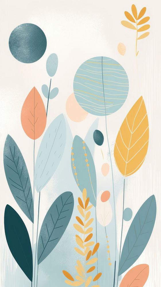 Abstract bohemien botanical backgrounds painting pattern.