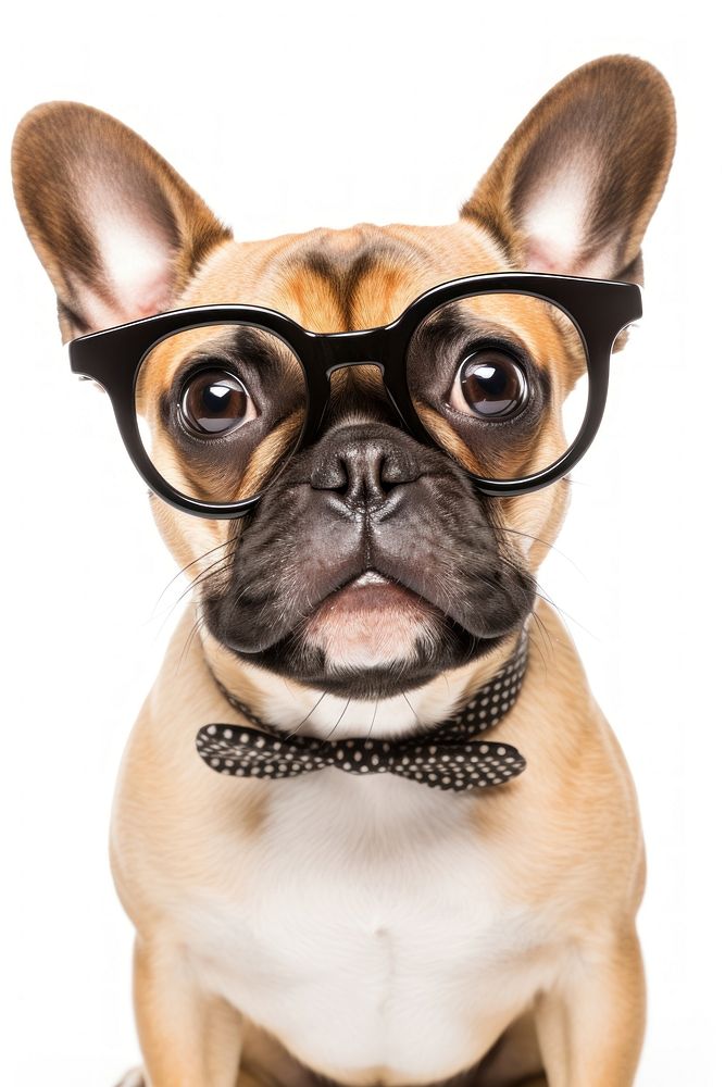 Dog bulldog glasses mammal.