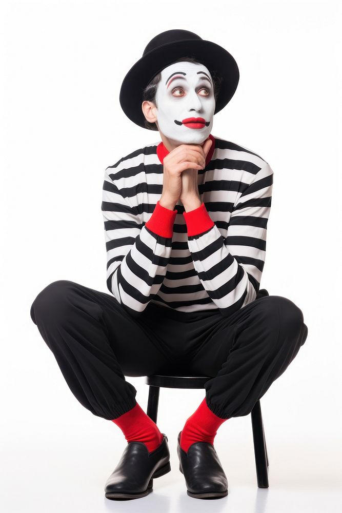 French clown mime white background.