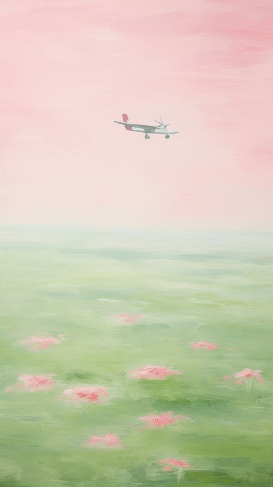 A plane flying over country side painting aircraft airplane.