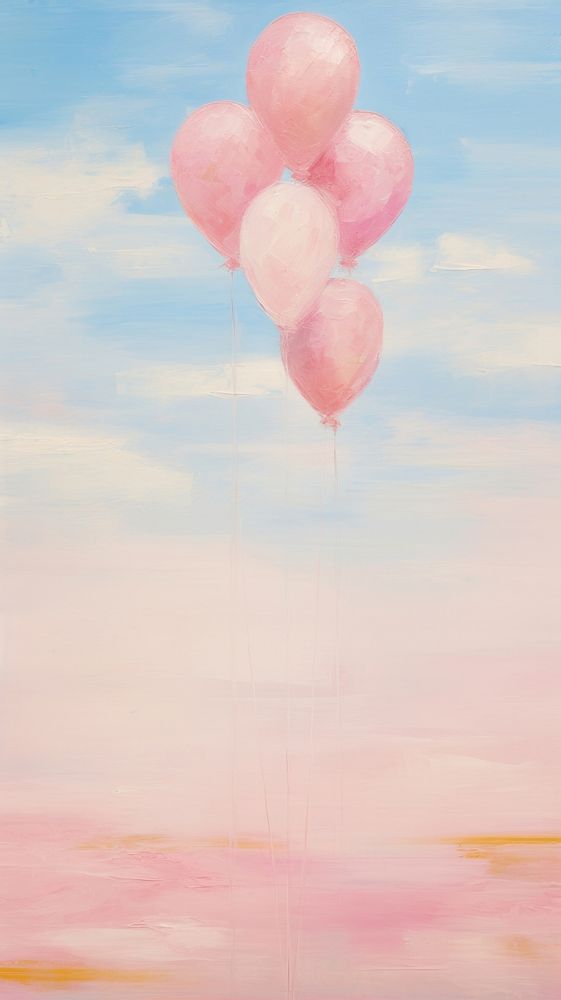 A plane flying with balloons painting backgrounds tranquility.
