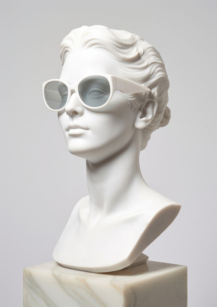 Sculpture of woman wearing sun glasses statue adult art.