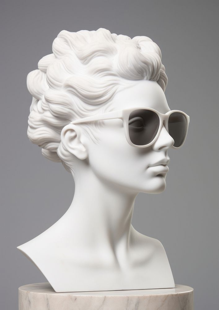 Sculpture of woman wearing sun glasses sunglasses statue adult.