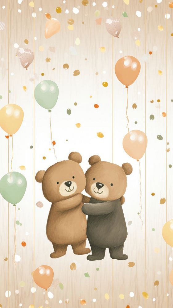 Cute bears hugging confetti balloon toy.
