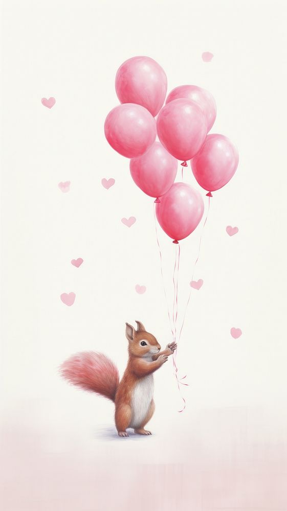 Cute squirrels hugging balloon mammal animal.
