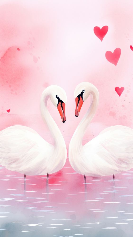 Swan flamingo animal heart.