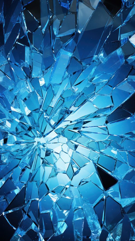  Shattered glass abstract blue destruction. AI generated Image by rawpixel.