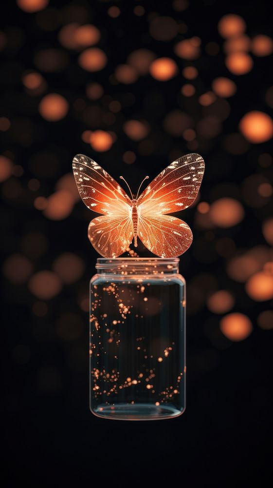Butterfly light jar illuminated.