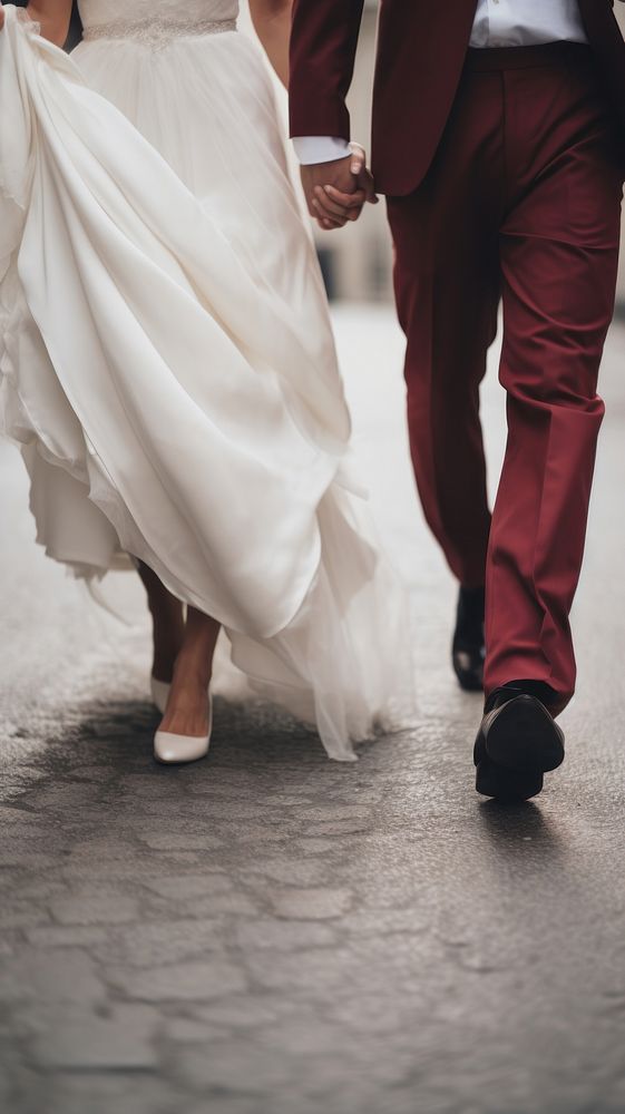 Bride and groom wedding walking footwear.