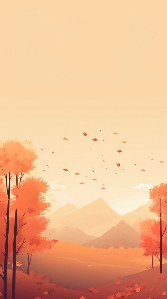  Beautiful autumn wallpaper outdoors nature sky. AI generated Image by rawpixel.
