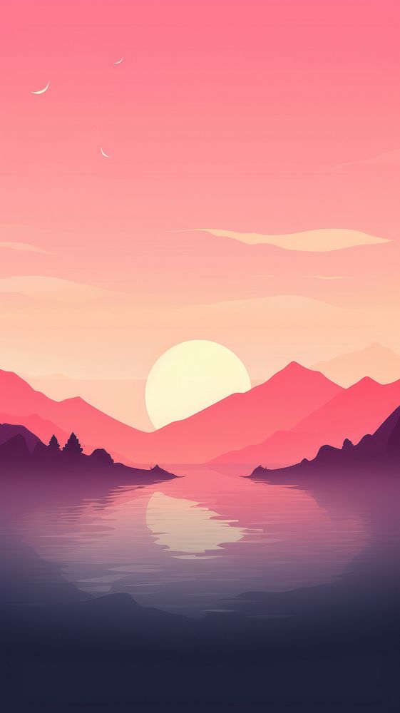  Beautiful sunset wallpaper landscape outdoors nature. AI generated Image by rawpixel.