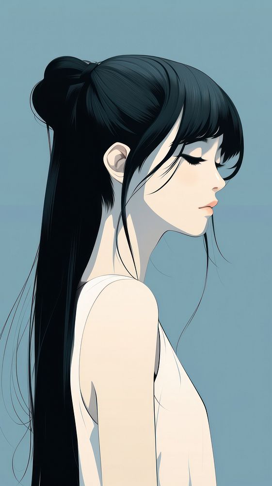  Female japanese manga character adult anime hair. AI generated Image by rawpixel.