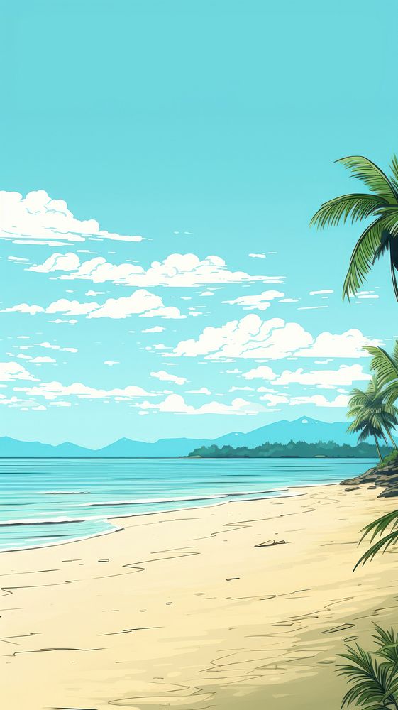  Japanese beach outdoors horizon nature. AI generated Image by rawpixel.