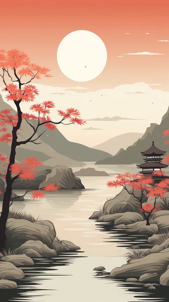  Morming japanese garden landscape outdoors nature. AI generated Image by rawpixel.
