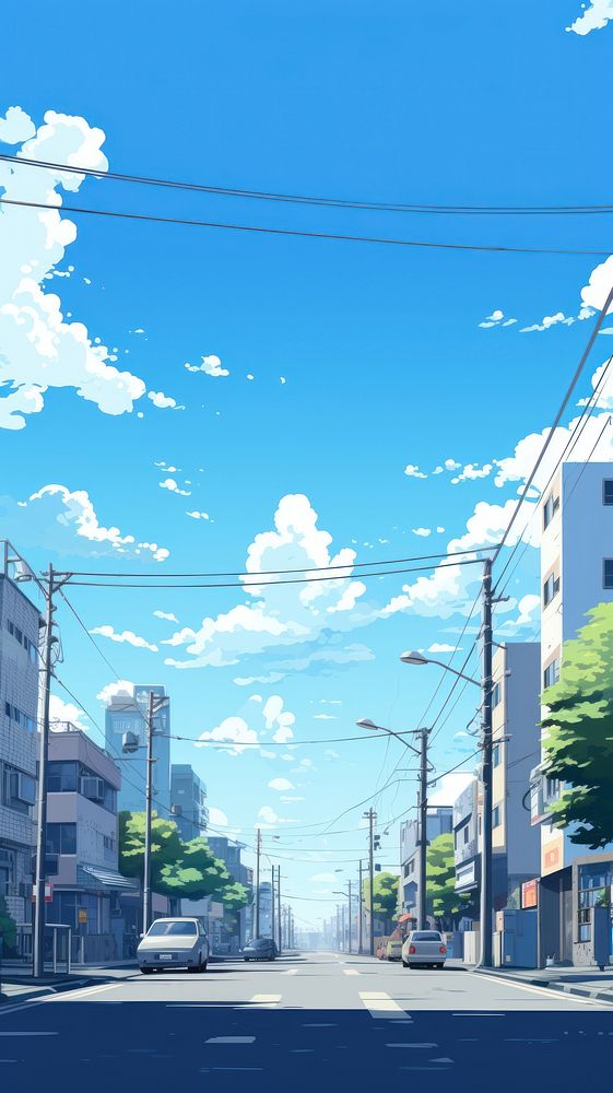 Urban street japan blue sky | Free Photo Illustration - rawpixel