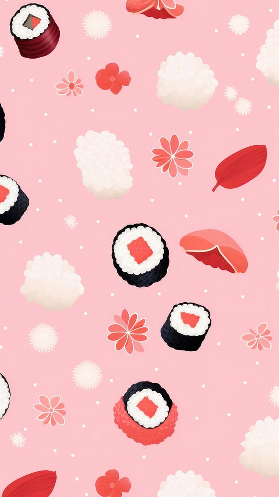  Japanese kawaii food wallpaper backgrounds sushi rice. AI generated Image by rawpixel.