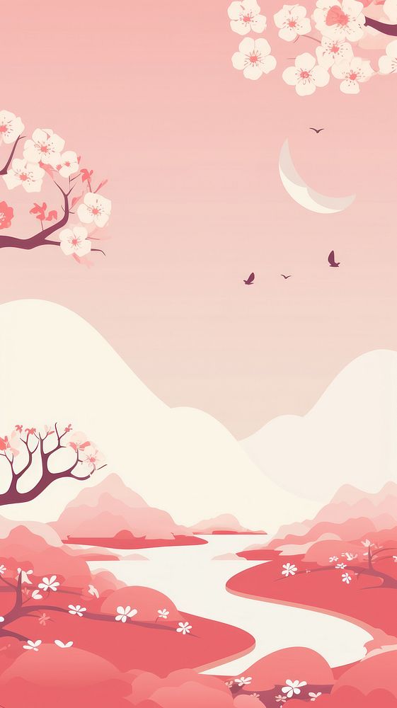  Japanese kawaii wallpaper outdoors nature plant. AI generated Image by rawpixel.