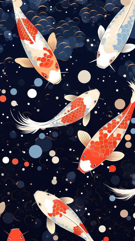  Japanese koi fish patterns wallpaper backgrounds animal carp. AI generated Image by rawpixel.