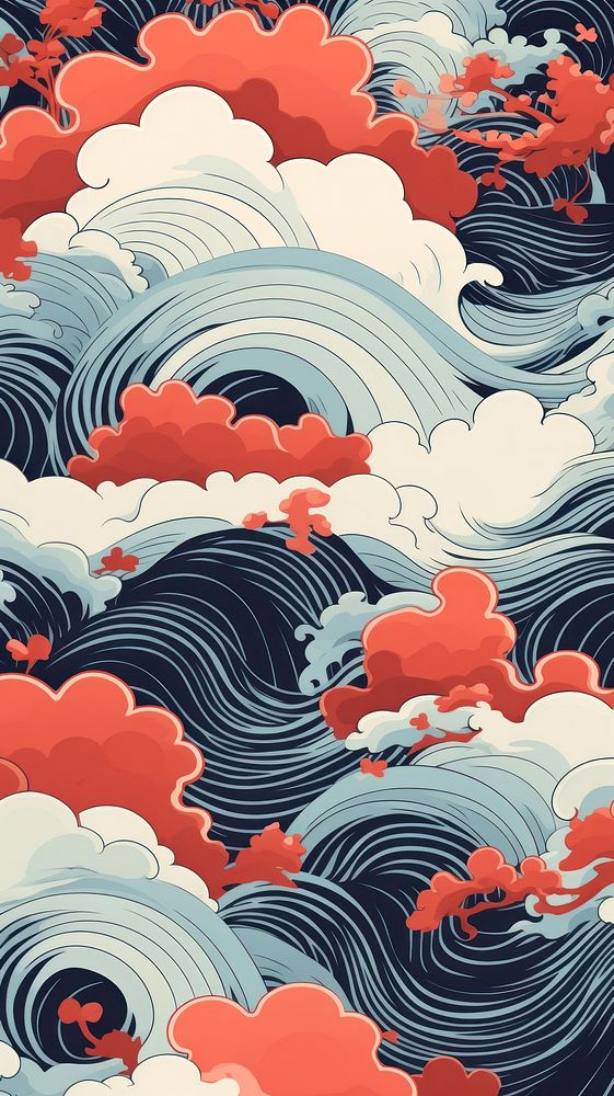  Japanese patterns art wallpaper backgrounds tranquility creativity. AI generated Image by rawpixel.