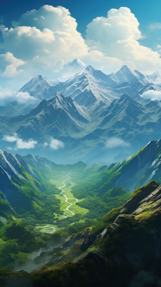  Nature mountain nature landscape. AI generated Image by rawpixel.