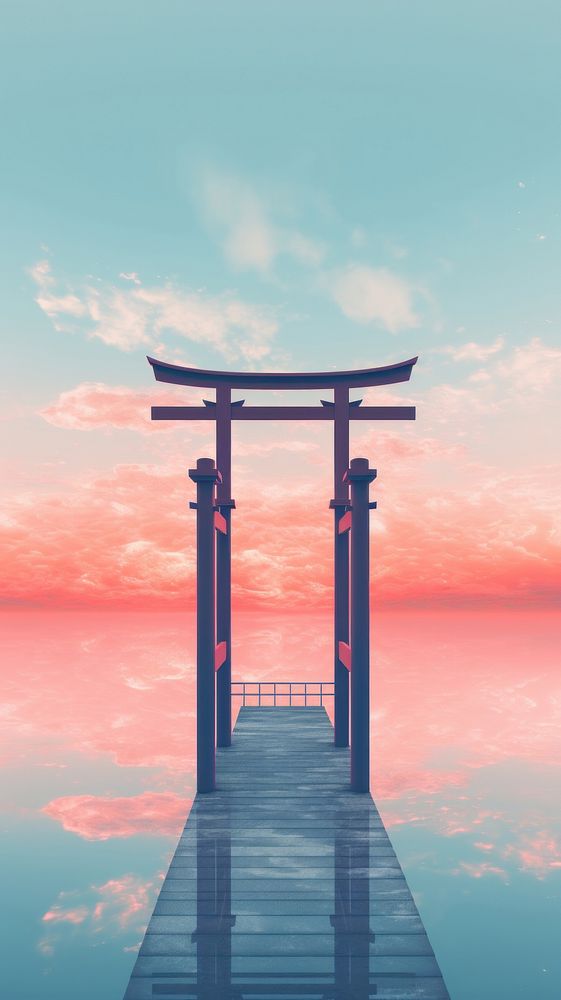  Night Torii Japanese Gate torii gate architecture. AI generated Image by rawpixel.