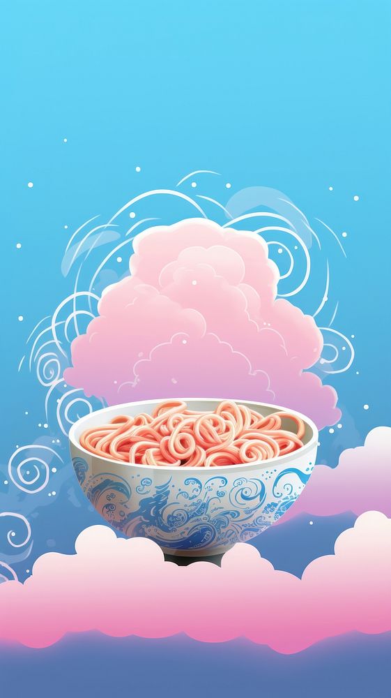  Japanese food blue cartoon. AI generated Image by rawpixel.