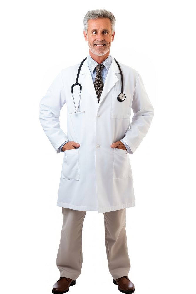 Healthcare and medical concept middle age male doctor stethoscope adult white background.