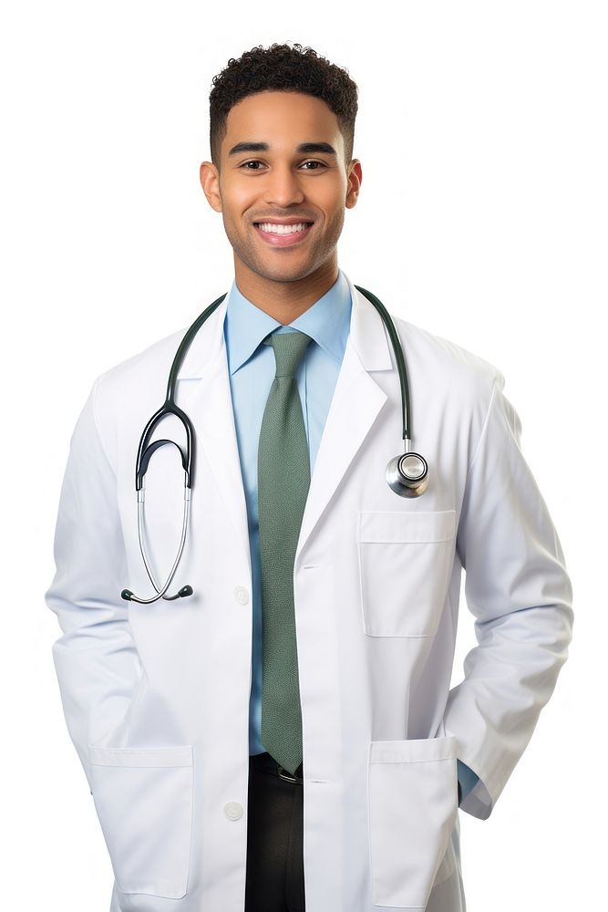 Healthcare and medical mixed race male doctor with stethoscope adult white background accessories.
